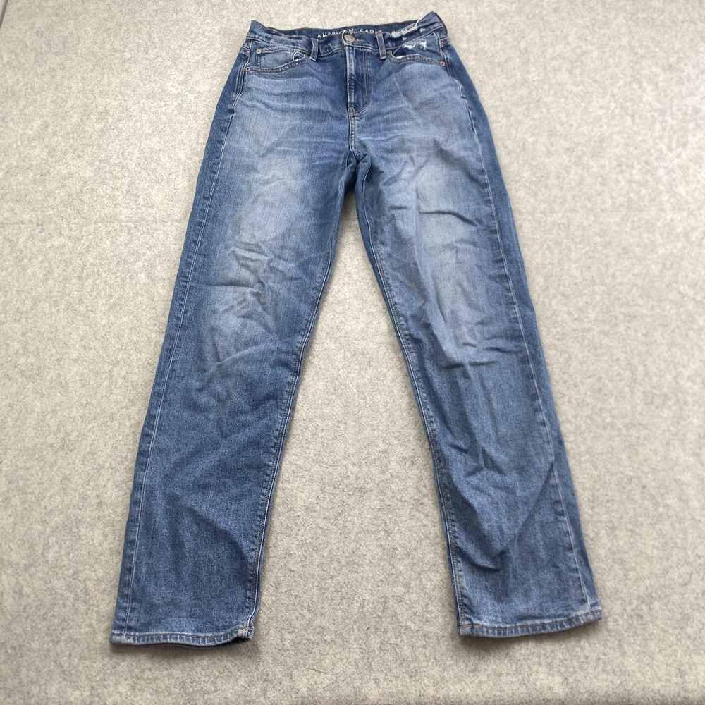 American Eagle 90s High Rise Boyfriend Jeans Womens 4 (27x28) Tall Blue Stretch